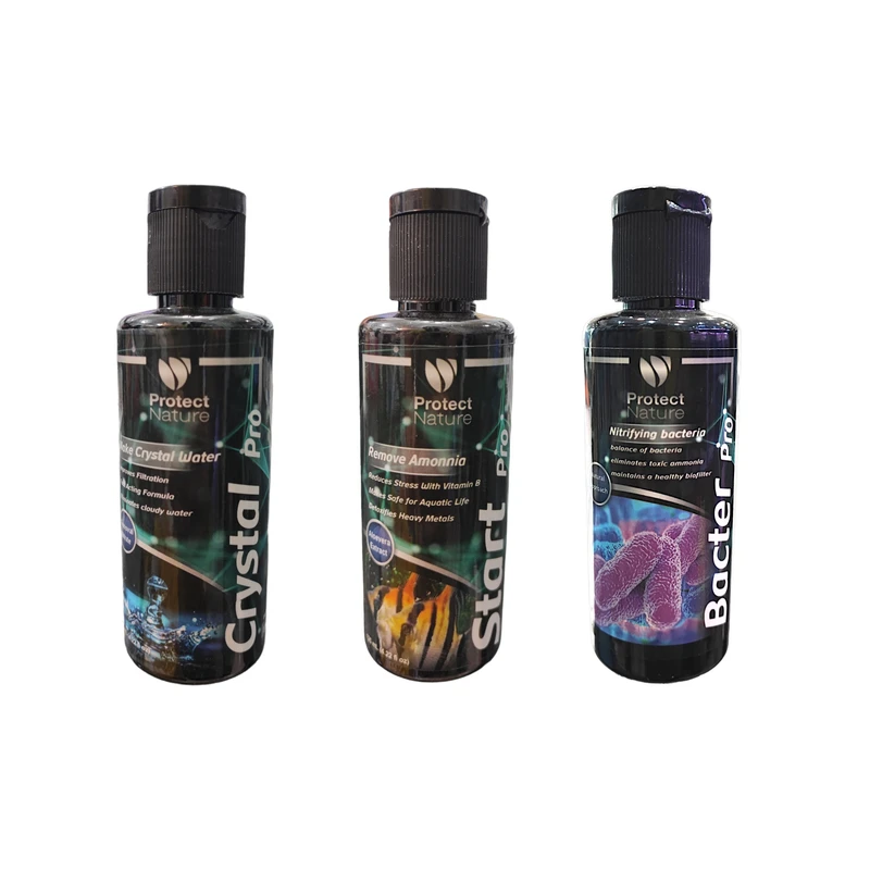 محلول آماده ساز آب آکواریوم مدل باکتری و استارت و کریستال  حجم 125 میلی لیتر