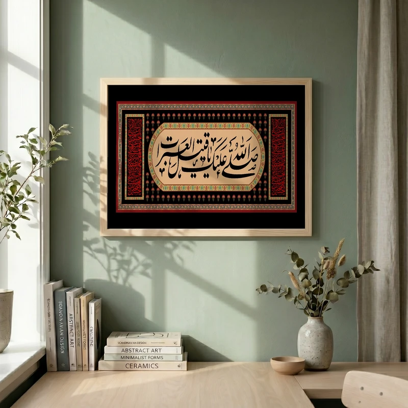 تابلو طرح شهادت امام حسین (ع) مدل G14331 فریم کرم روشن