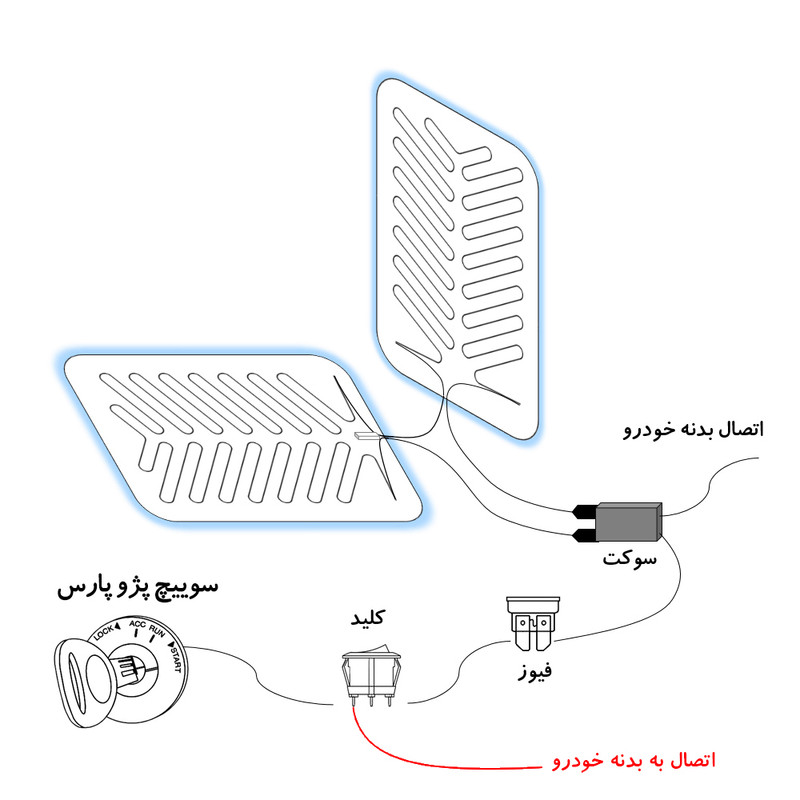گرم کن صندلی خودرو مدل چراغدار مناسب برای پژو پارس