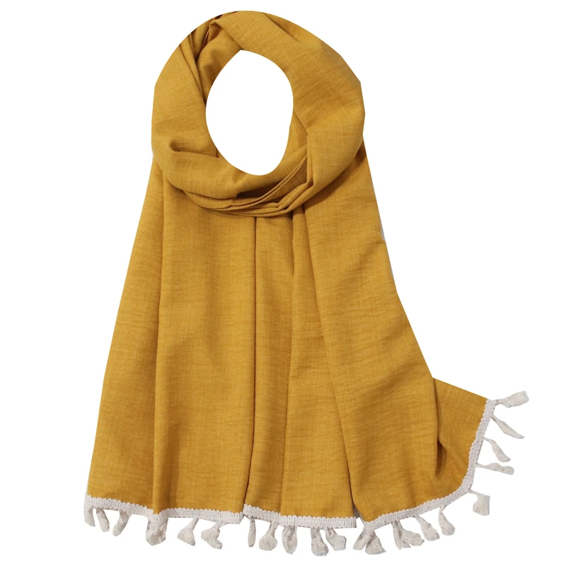 شال زنانه آنالیا مدل ساده دور دوخت منگوله دار کد 4014-1