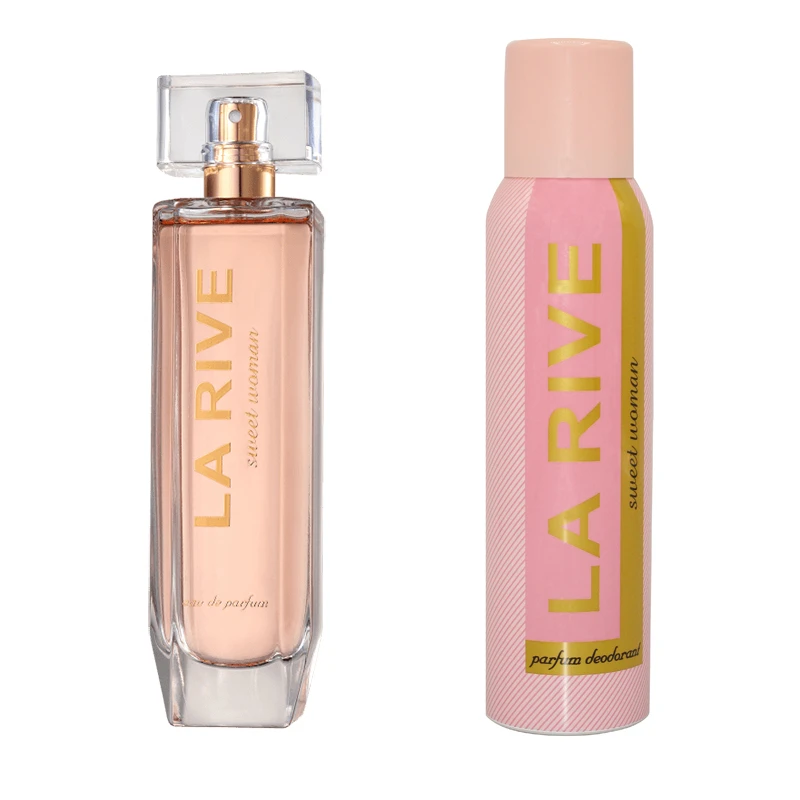 ادوپرفیوم زنانه لا ریو مدل Sweet woman با رایحه شیرین حجم 90 میلی لیتر به همراه اسپری خوشبو کننده بدن لا ریو مدل Sweet woman با رایحه شیرین حجم 150 میلی لیتر