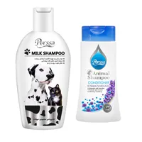 شامپو نرم کننده و شیر سگ و گربه پرسا مدل Pack&nbsp;وزن 750 گرم  بسته 2 عددی