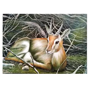 تابلو نقاشی رنگ روغن مدل آهوی عربستان کد 98