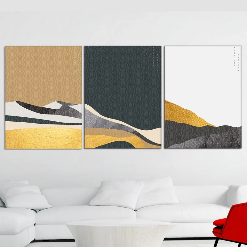 تابلو شاسی بکلیت طرح نقاشی مدرن و کلاسیک مدل SH-384 مجموعه 3 عددی