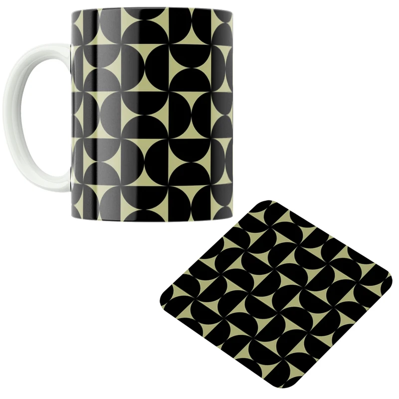 ماگ پاد آفرین مدل نیم دایره ها کد DKC556 به همراه زیر لیوانی