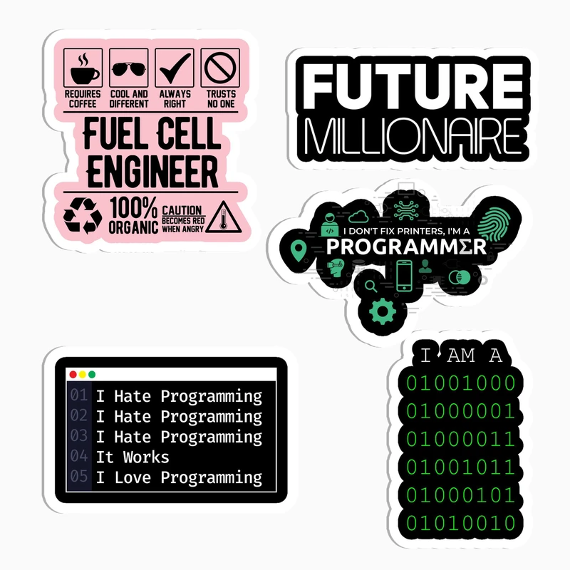 استیکر لپ تاپ و موبایل گوفی طرح برنامه نویسی مدل Future Bili مجموعه 5 عددی 