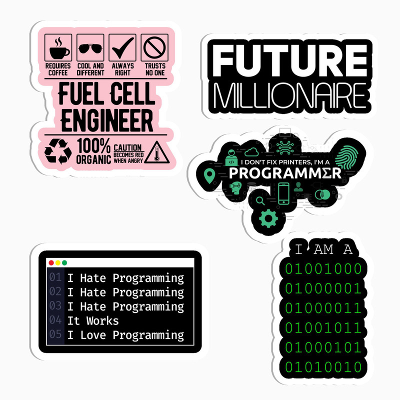 استیکر لپ تاپ و موبایل گوفی طرح برنامه نویسی مدل Future Bili مجموعه 5 عددی