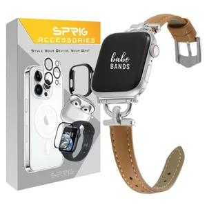 sprig Thin leather model strap suitable for Apple Watch Series Se/1/2/3/4/5/6/7/8/9/Ultra/Ultra2 size 42/44/45mm
