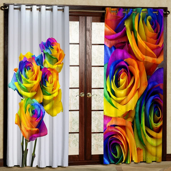 پرده مدل گل رز چاپی هازان پانچی کد 465 سایز 200x140 سانتی متر