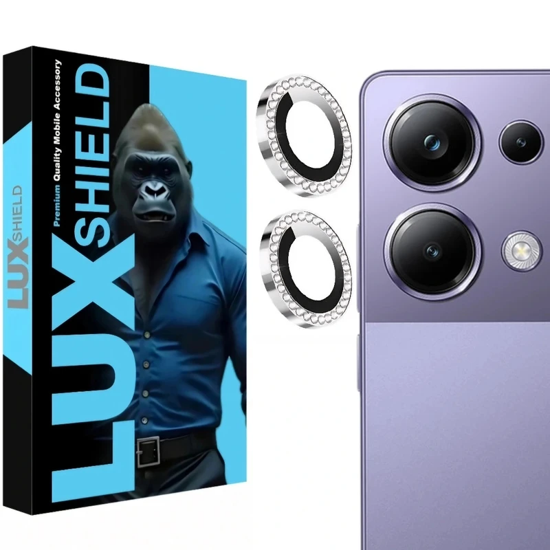 محافظ لنز دوربین فلزی لوکس شیلد مدل نگین دار مناسب برای گوشی موبایل شیائومی POCO M6 Pro