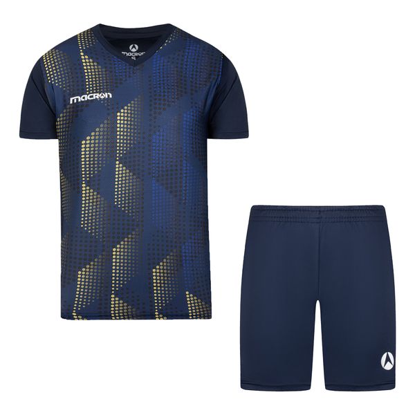 ست تی‌شرت و شلوارک ورزشی مردانه مکرون مدل کیان رنگ سرمه ای