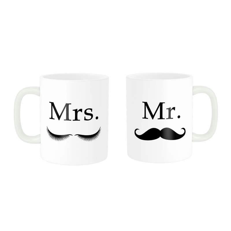 ماگ ناریکو طرح فانتزی مدل ست عاشقانه Mr  Mrs کد 02 مجموعه دو عددی