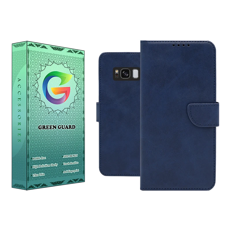 کیف کلاسوری گرین گارد مدل چرمی مگنتی کد Blue-B01 مناسب برای گوشی موبایل سامسونگ Galaxy S8 Plus