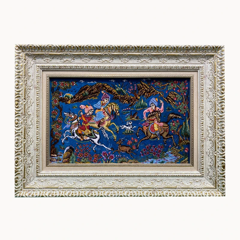 تابلو فرش دستباف طرح شکارگاه کد ۲۱۴۳۴۱۰۵