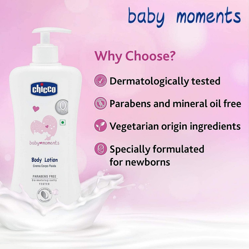 لوسیون بدن کودک چیکو مدل Baby Moments حجم 500 میلی لیتر مجموعه 2 عددی