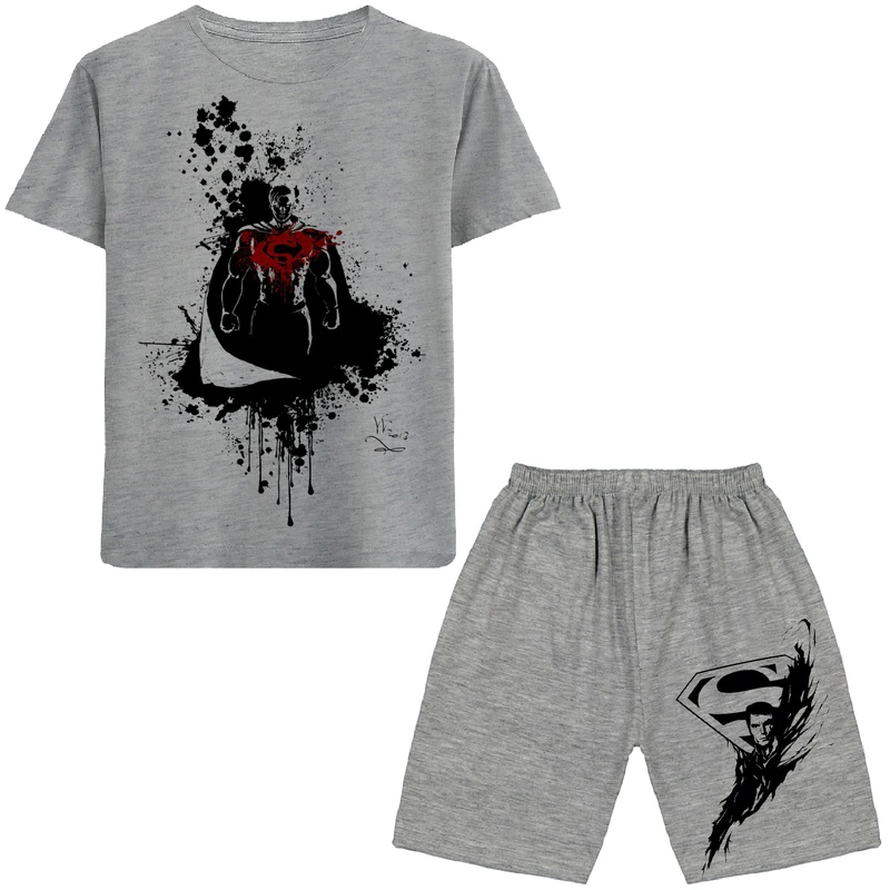 ست تی شرت و شلوارک پسرانه مدل سوپرمن N119