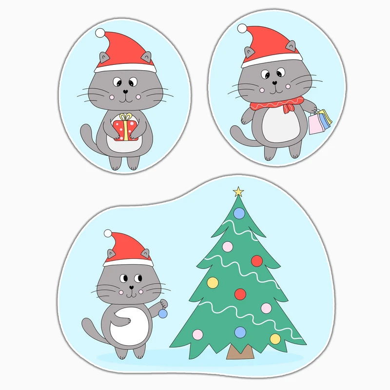 استیکر لپ تاپ و موبایل بووم طرح کریسمس کد MA69 مجموعه 3 عددی