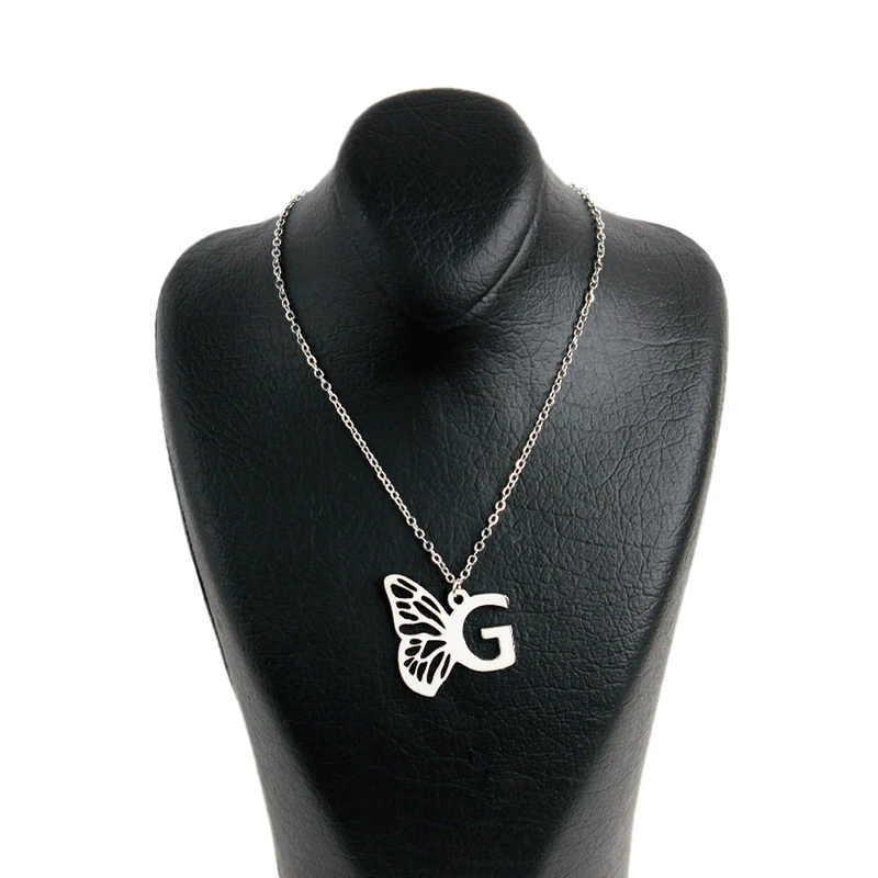 گردنبند زنانه گلسو مدل پروانه و حرف G