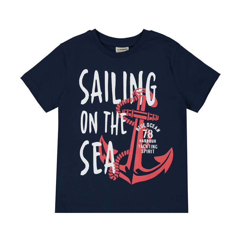 تی شرت پسرانه ال سی وایکیکی مدل 0SL995Z4-JC7-NAVY