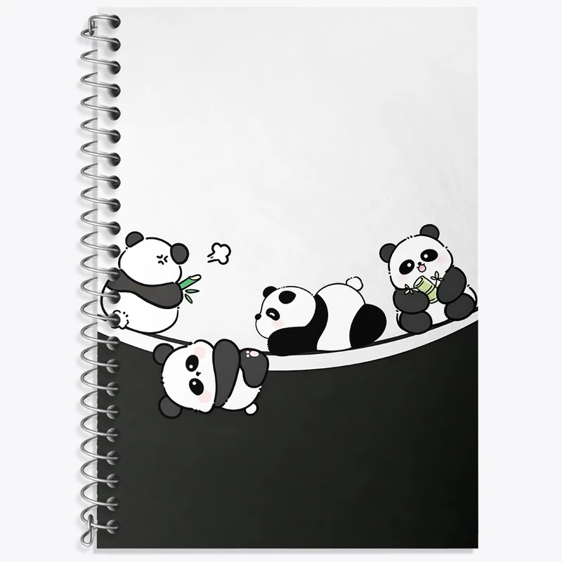 دفتر زبان 50 برگ خندالو مدل دو خط طرح پاندا کیوت کد N4113