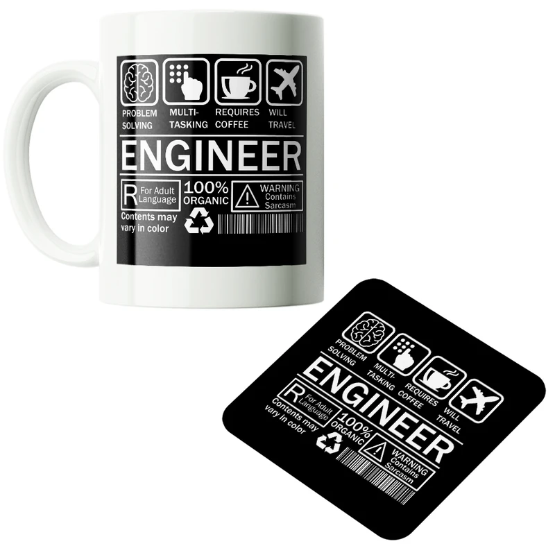 ماگ پاد آفرین مدل مهندس دانشجو فنی مهندسی کد PZ053 به همراه زیرلیوانی