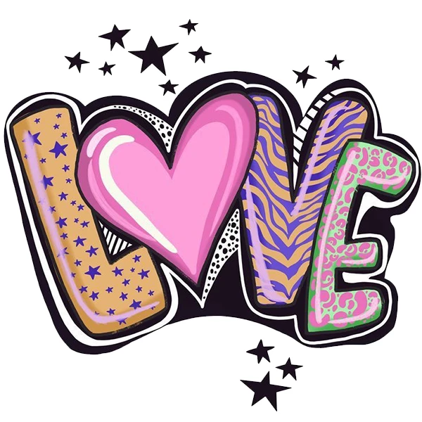  استیکر پارچه و لباس پاد آفرین طرح عشق کد 4600