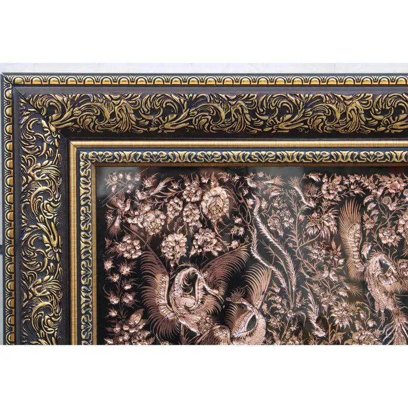 تابلو قلمزنی مدل گل و مرغ کد 106