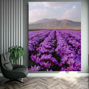 تابلو بوم طرح شمعی گل مدل مزرعه زعفران کد FP104672