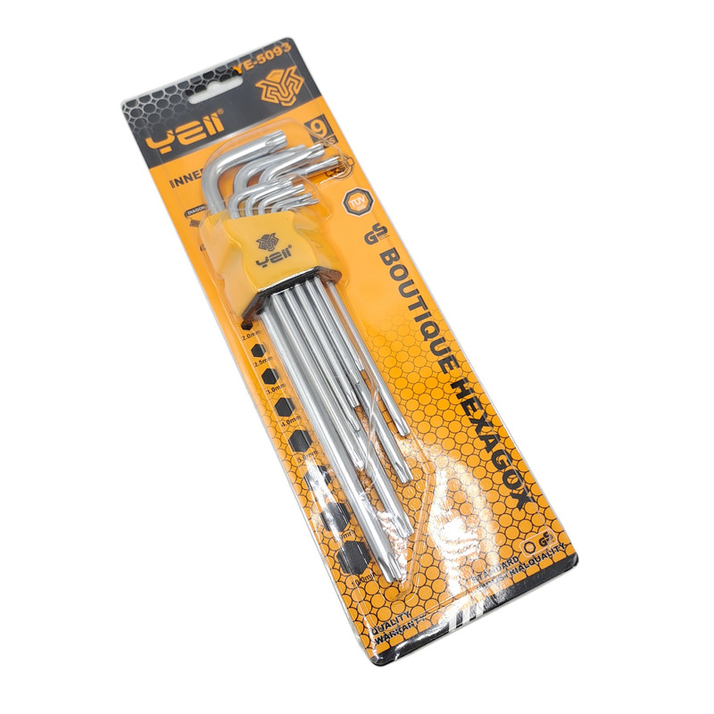 آچار آلن ستاره ای یلو مدل YE _ 5093  مجموعه 9 عددی