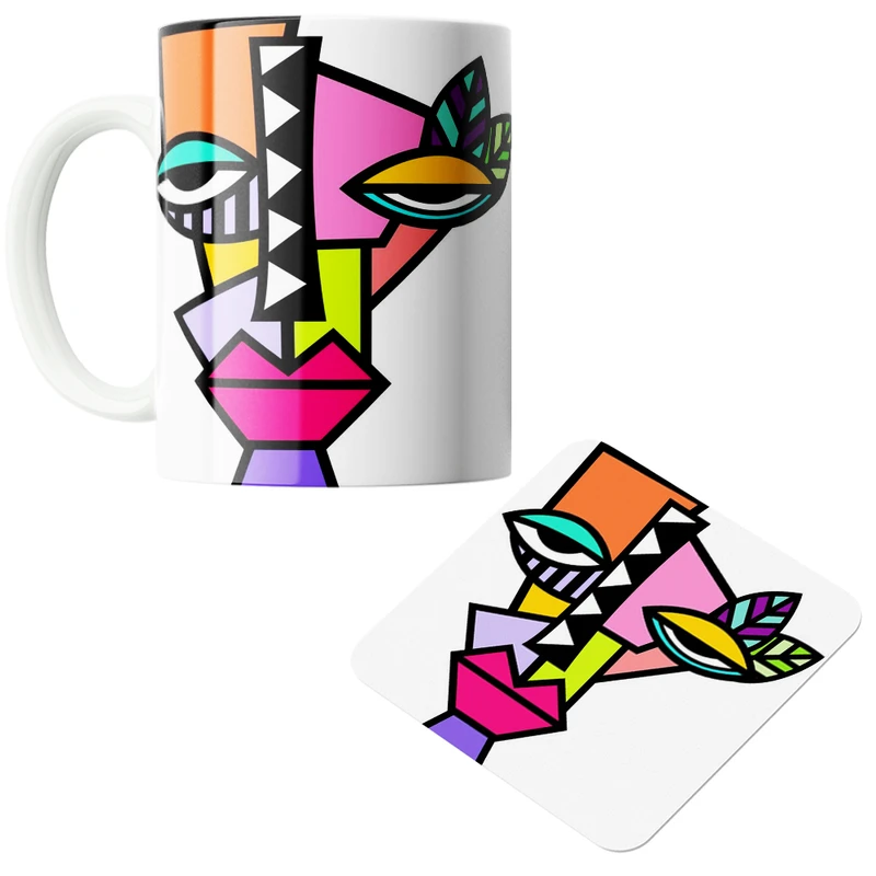 ماگ مدل پلنگ صورتی کد 57 به همراه زیرلیوانی