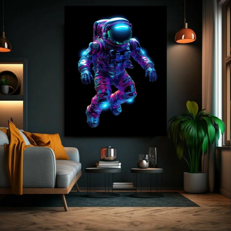 تابلو بوم طرح فضانورد مدل شب رنگ کد BR291