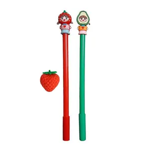 روان نویس مدل آووکادو و توت فرنگی به همراه پاکن توت فرنگی مجموعه 3 عددی