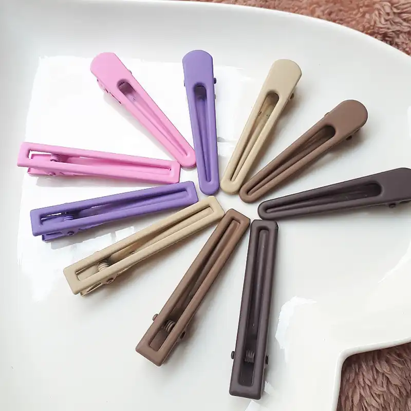 گیره مدل انبری بادامی و مستطیل پاستیلی مات بسته 2 عددی