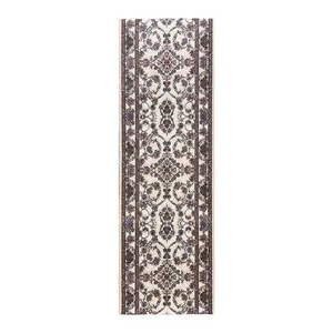 فرش ماشینی 700 شانه زمینه کرم حاشیه کرم مدل شاهان برجسته