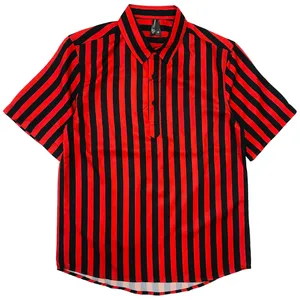 بلوز آستین کوتاه زنانه مدل راه راه جلو دکمه