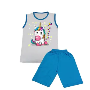 ست تاپ و شلوارک بچگانه مدل اسب تک شاخ کد STb4021