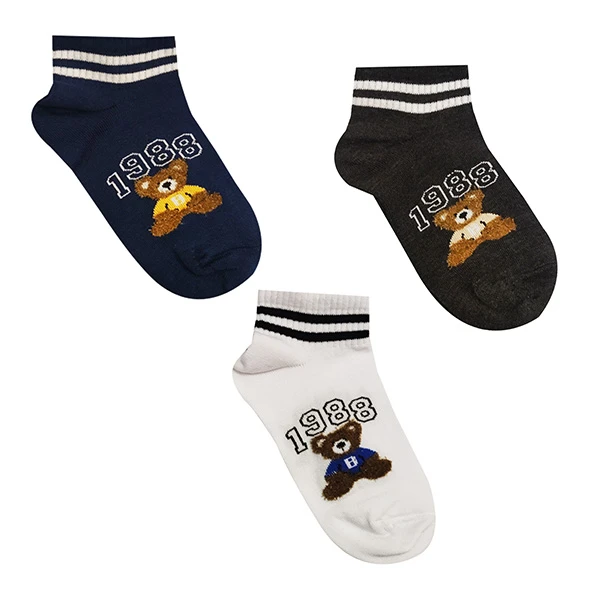 جوراب ساق کوتاه پسرانه تن پوش هنگامه مدل پنبه تدی بسته 3 عددی