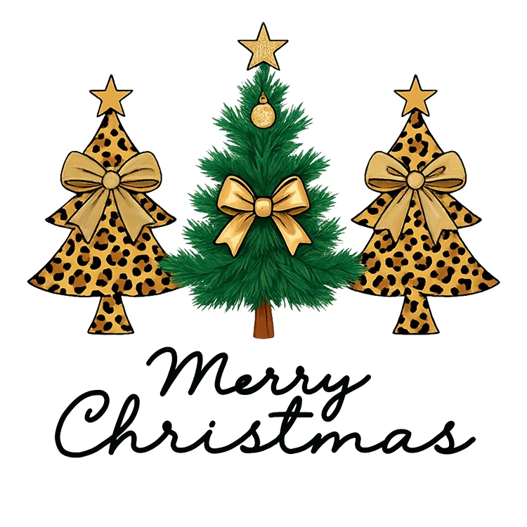 استیکر پارچه و لباس پاد آفرین مدل کریسمس طرح بابانوئل کاج گوزن آدم برفی قهوه کد S3304