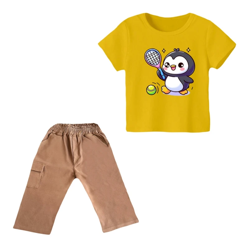 ست تی شرت و شلوارک پسرانه مدل پنگوئن کد ۶