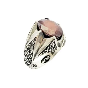 انگشتر نقره مردانه مدل گارنت آفریقایی کد 48831