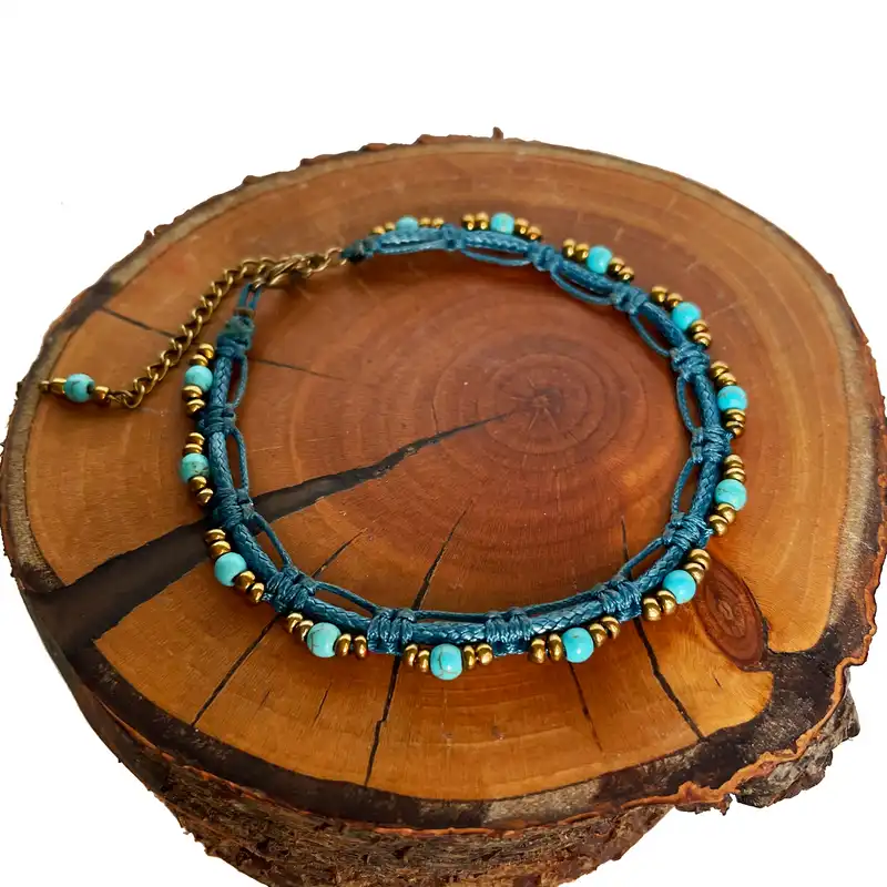 پابند زنانه دل تافته مدل چرمی فیروزه کد Dl_A21