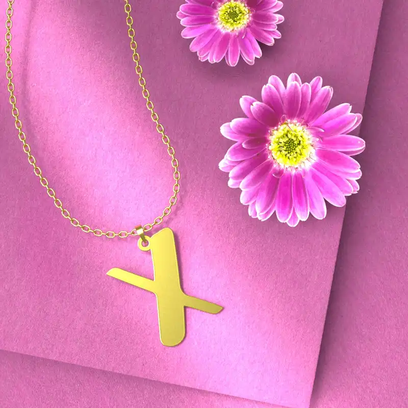 گردنبند طلا 18 عیار زنانه مدوپد مدل حرف X کد H3-1-1130