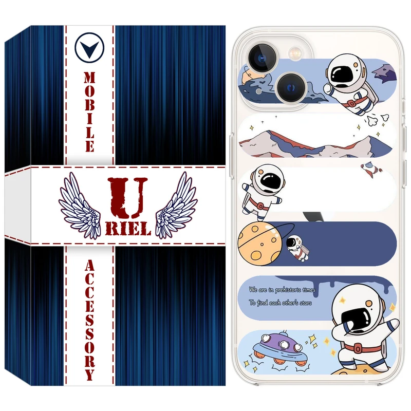 کاور ژله ای یوریل قاب مدل Clear کد 30 طرح کهکشان مناسب برای گوشی موبایل اپل iPhone 13
