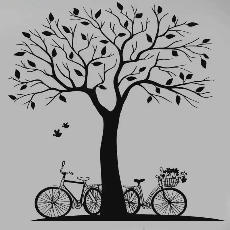 استیکر دیواری استیک مدل دوچرخه و درخت کد T19