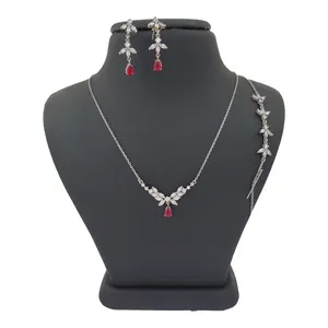 نیم ست نقره زنانه ترمه ۱ مدل سنگ یاقوت کد S 0028