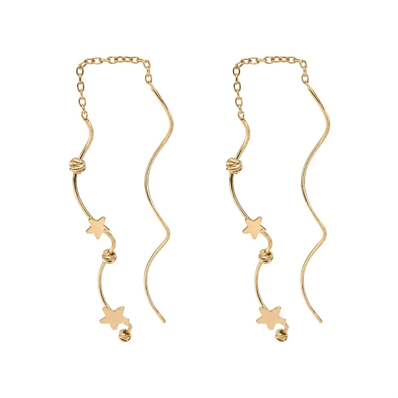 گوشواره بخیه‌ای طلا 18 عیار زنانه مان گالری مدل پیچک ستاره کد EA01-0032100