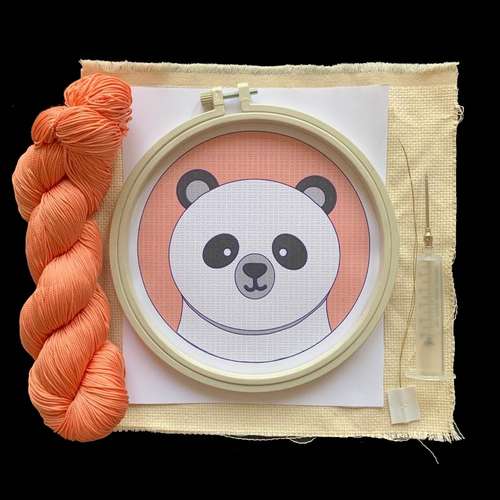 بسته آموزش گلدوزی طرح پاندا کد 3 مجموعه 6 عددی