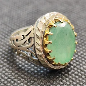 انگشتر نقره مردانه مدل سنگ زمرد کد 367