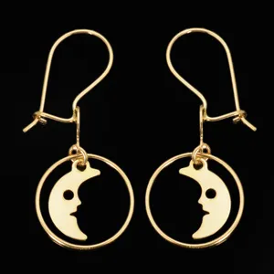 گوشواره طلا 18 عیار دخترانه طلای مستجابی مدل ماه کد 73