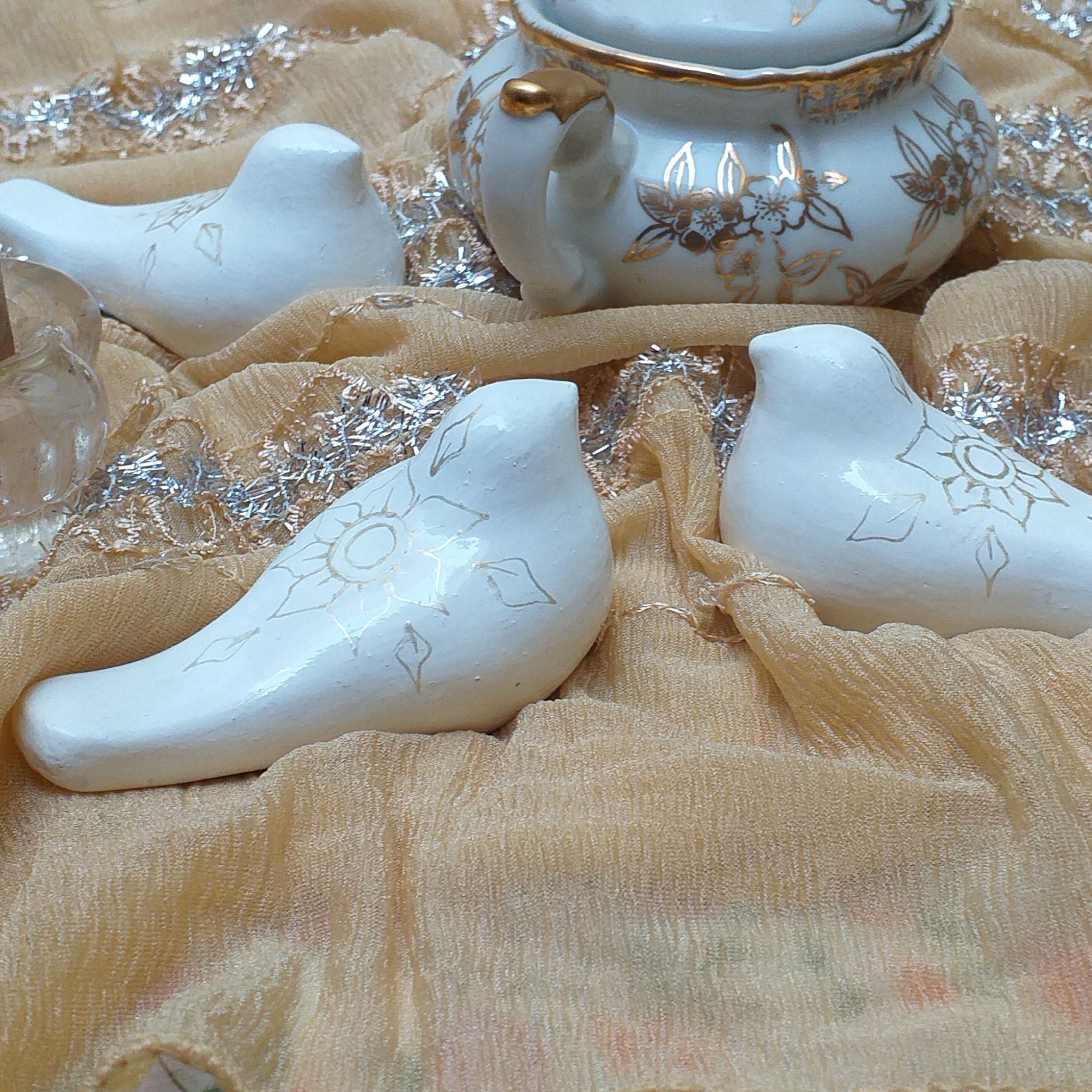 مجسمه سفالی مدل پرنده کد 786f9 بسته 2 عددی